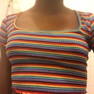 Forever 21 Rainbow Box Neck Crop Top.